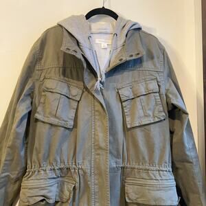 Treasure & Bond 'Explorer' Olive and Gray Utility Jacket Detachable Hoodie Sz L